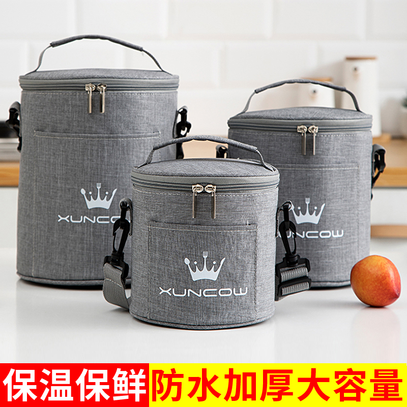 Lunch Box Handbag Round Insulated Bag Hand Lunchbag Dining Bag Work Family Lunches Bag Aluminum Foil Thickened Lunchbox Lunch Bag