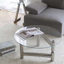 ins wind balloon dog tea table small family type light lavish modern minimalist metal stainless round glass tea table