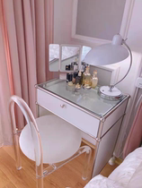 Nordic Light Extravagant Modern Minimalist Module Cabinet Dresser Bedroom Small Stainless Steel Creative Glass With Cabinet Makeup Table