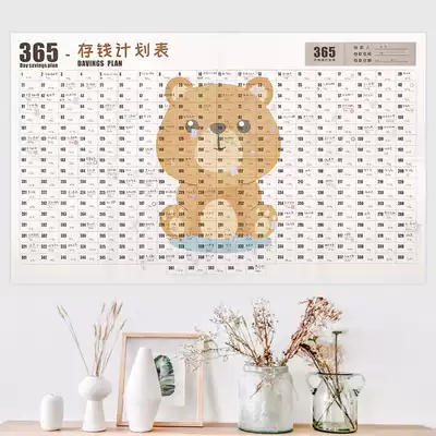 365 days money saving plan table wall sticker 2020 Net red money saving plan self-discipline punch card table shaking sound with money saving artifact calendar table