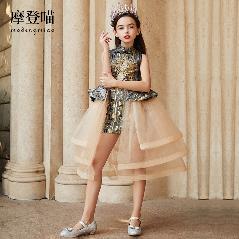 Children's Gown Girl Princess Dress 2022 New Host High-end Evening Gown Model Walking Show Piano Performance