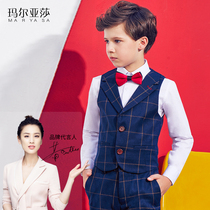 Maryasha childrens dress suit vest suit flower child dress host catwalk performance male piano costume