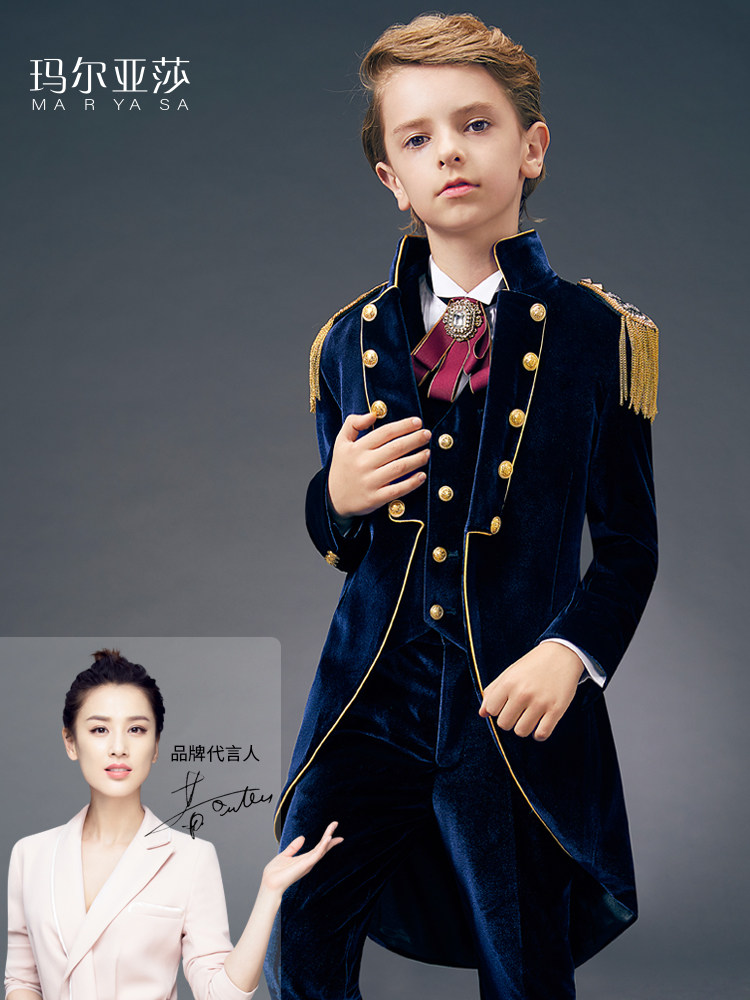 Boys Tuxedo Dress British Suit Children's Suit Model Catwalk Little Host Piano Performance Suit Suit