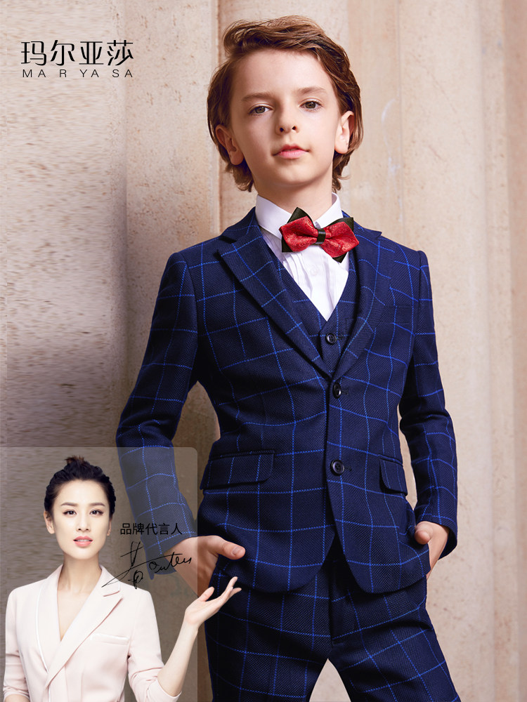 Malasa boy dress suit suit British style small host middle-aged and older children's piano performance catwalk suit