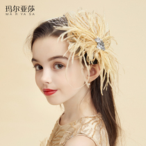 Maryasha Girl Head plays a styling hair accessory with a model catwalk handmade feather sequin headdress