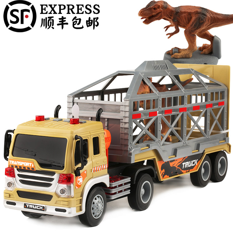 Sound and light inertia Large number simulation tyrannosaurus dragon dinosaur engineering cart transporter male children's toy car children model