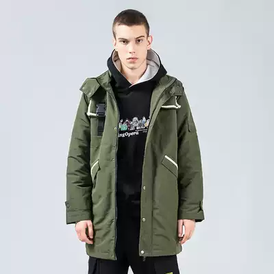 Naoqu outdoor Tide brand medium and long version of cotton clothes men autumn and winter thick warm cotton clothing Mountaineering Sports waterproof jacket cotton jacket