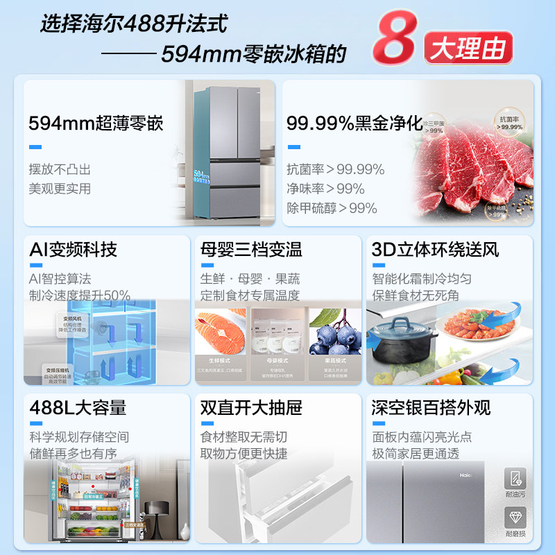 海尔BCD-488WGHFDEDSH冰箱图片