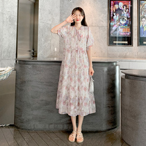 Pregnant Woman Summer Clothing Dress dress Snow spinning Long style Fashion Spicy Mother Loose for Breastfeeding Summer Break Flowers Sweet And Gentle Wind Skirts