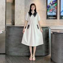 Pregnant woman summer dress with dress doll collar little fresher short and not explicitly pregnant with summer loose skirt tide