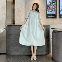 Pregnant Woman Summer Clothing Dress Dress 2021 New Pure Cotton Dolls Collar Relaxed Ocean Gas Long Style Casual Summer Dress