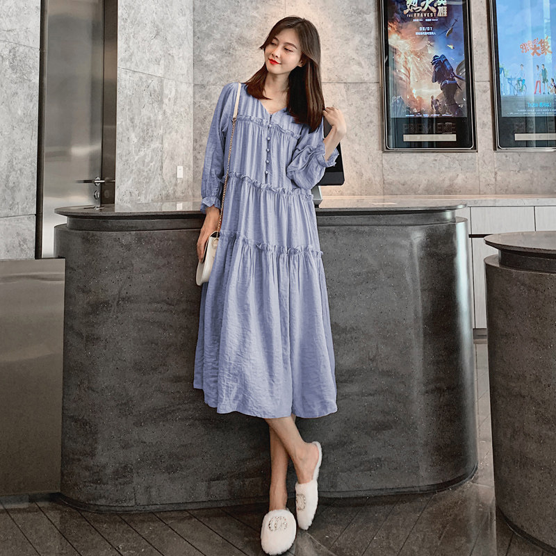 Pregnant woman Spring loaded with a long version of Knee Fairy Super Fairy Tide Fashion style Relaxed Personality Little Savory Dresses Spicy