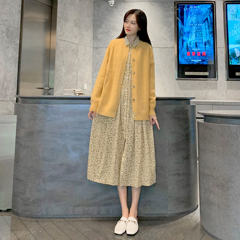 Pregnant women spring dress 2021 new fashion spring and autumn models net red Ocean school age reduction can go out to breastfeed two-piece set