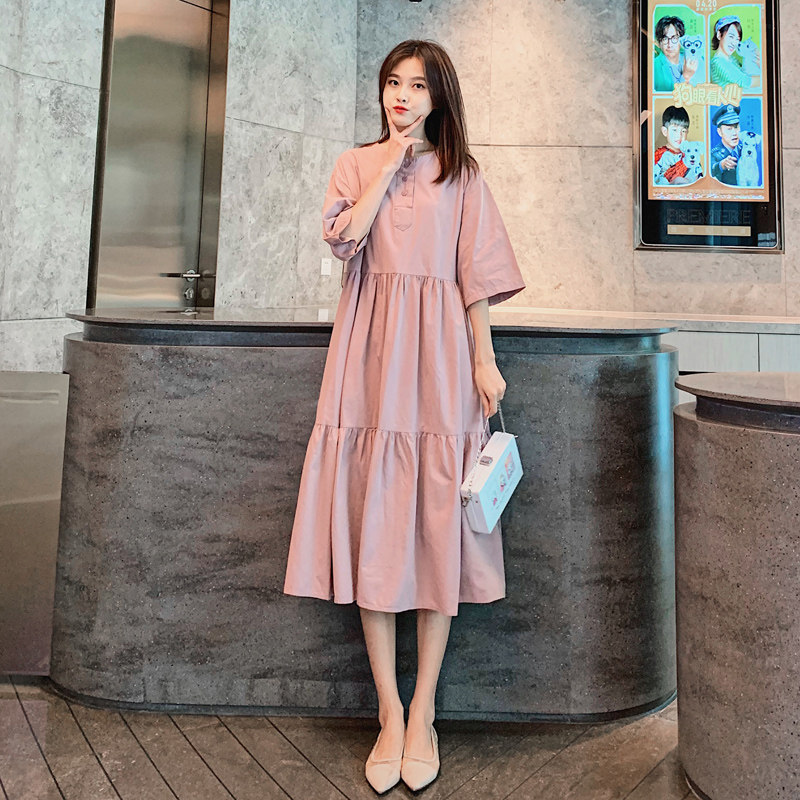 Pregnant women dress 2023 summer new long knee loose and thin fashion summer dress