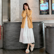 Pregnant Woman Autumn Dress Long Sleeves Dress 2022 Early Autumn Fashion Pure Cotton Nets Red foreign air weight reduction can be laced for two sets
