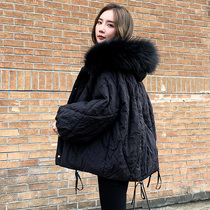 Gestational Maternity Down Uniform Pregnancy Late Big Code Easy Winter Dress Real Fur Collar White Duck Suede Coat Large Belly Outside Wearing Cotton Clot