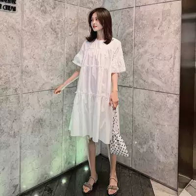 Pregnant women's dress 2021 summer new white loose top large size fashion summer pure cotton pregnant skirt tide