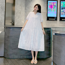 Pregnant woman summer dress dress dress with long style pure cotton fashion big code loose cover not to be able to breastfeed the summer dress