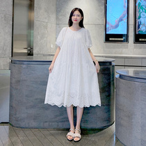 Pregnant woman Lieven dress 2021 Summer new small fresh and reduced age pure cotton lace small sub a spicy mother out of dress