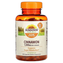 香港直邮Sundown Naturals肉桂，1500 毫克，200 粒胶囊（每粒