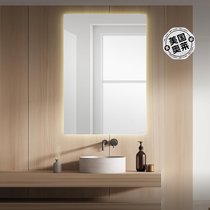 jonathan y rectangular frameless anti-fog aluminum backlit tri-color LED bathroom with smart touch control