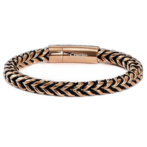 Crucible Los Angeles Rose Gold Polished 8 mm Stainless Steel Franco Chained Bracelet Matching Black