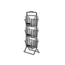 Oceanstar 3-Tier Wire Storage Basket Rack with Removable Basket - Black - Black (