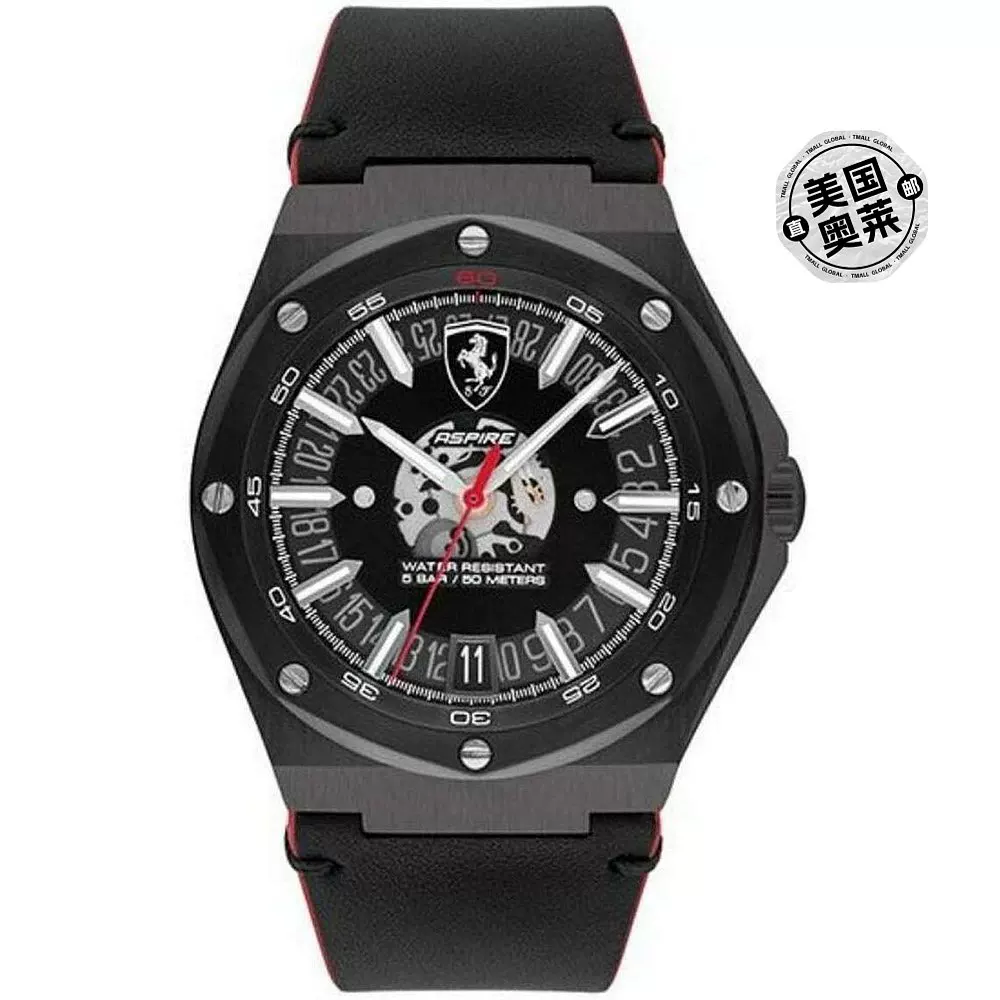 Часы Ferrari Men's Sculteria Black Dial Black [Ole] Прямые