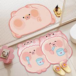 Cartoon Bathroom Absorbent Floor Mat, Non-Slip Foot Mat, Soft Diatom Mud Toilet Door Quick-Drying Mat