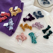 2 sets of cute velvet bow hair rope girl candy color Hairband head rope soft girl double ponytail leather hair accessories