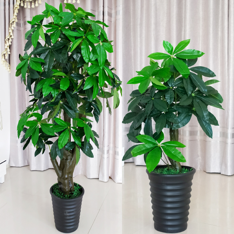 Money Tree Artificial Plant Potted Green Plant Plastic Fake Tree Large Living Room Floor-Standing Fake Bonsai Decoration Indoor Fake Flowers