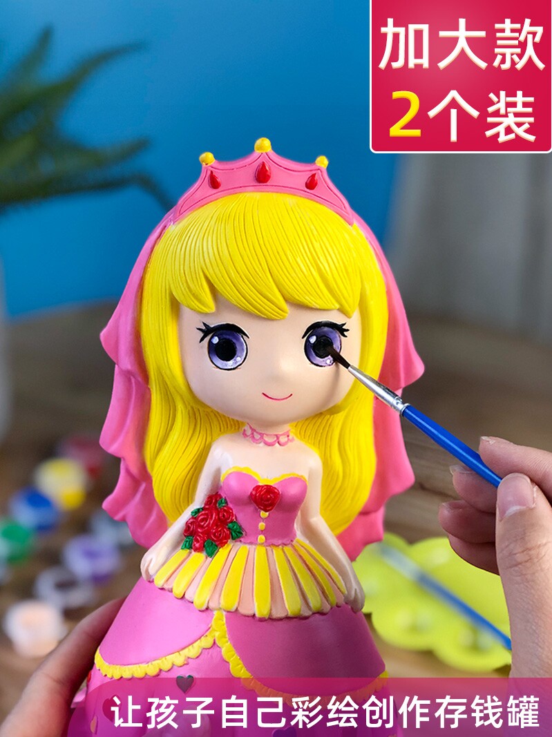 Painted plaster doll girl gift children diy handmade stall supply vinyl white embryo night market toys