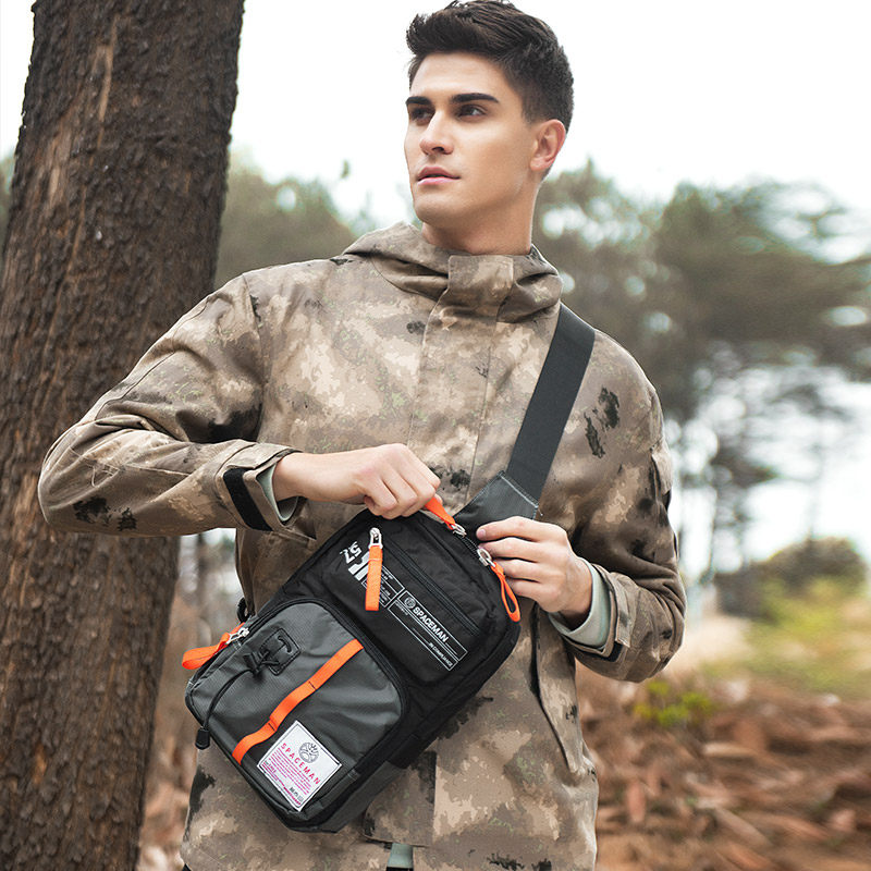 Chest bag men's large-capacity messenger bag sports shoulder bag casual commuter canvas bag outdoor small backpack men's bag