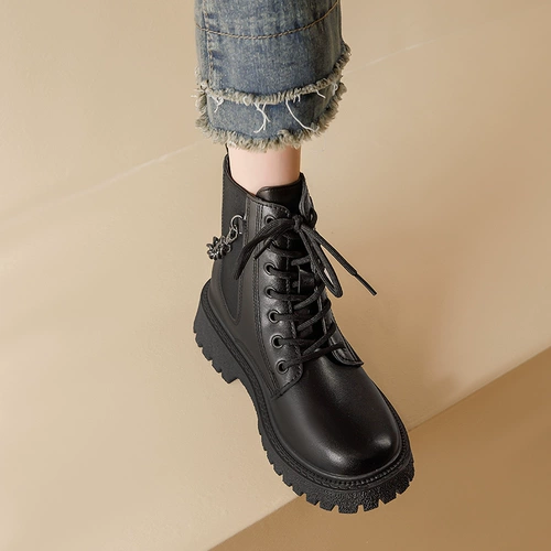 Martens, черные зимние короткие сапоги на платформе в английском стиле, ботинки, в британском стиле, подходит для подростков