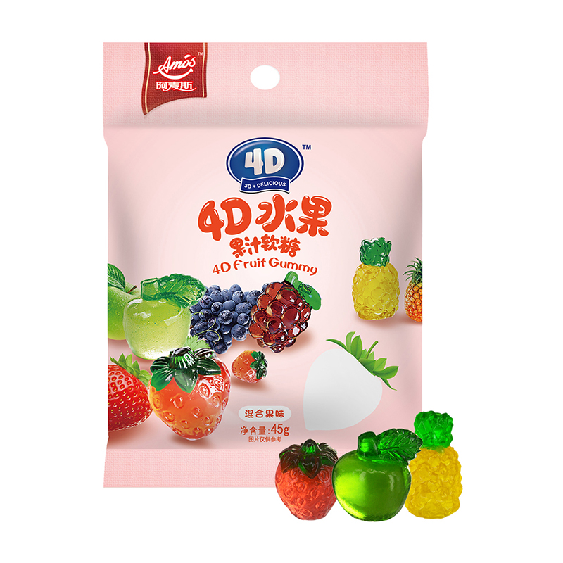 阿麦斯4D水果味果汁软糖多口味儿童糖果休闲零食网红橡皮糖qq糖