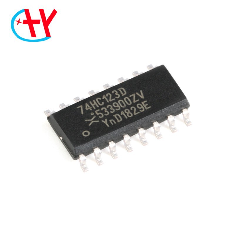 原装正品 74HC123D,653 SOIC-16 双重可再触发单稳态多谐振荡器
