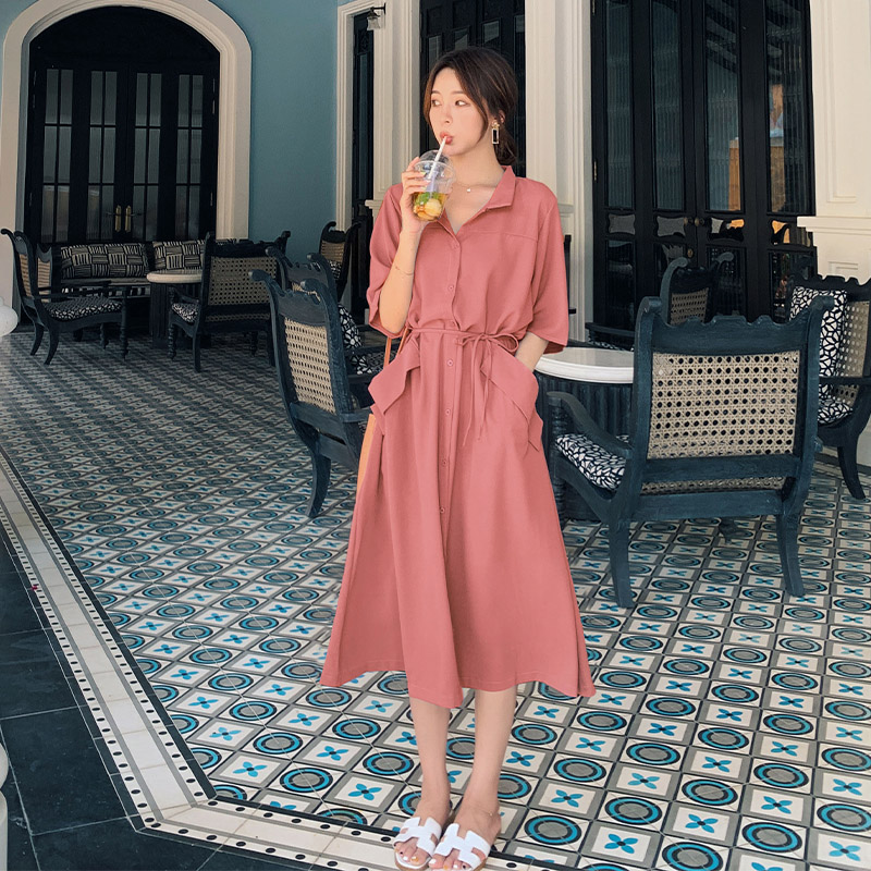 Summer advanced sensations French women's foreign dress Women's large size Sizes Loose slim Belly Small Summer Breastfeeding Skirt