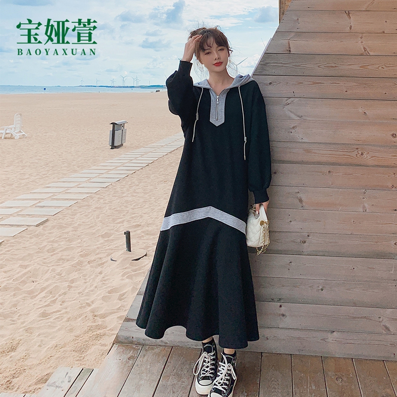 Pregnant women's autumn necropolis dress 2021 new loose Conspicuae Slim size Loose Autumn mid-length version of the dress Fall