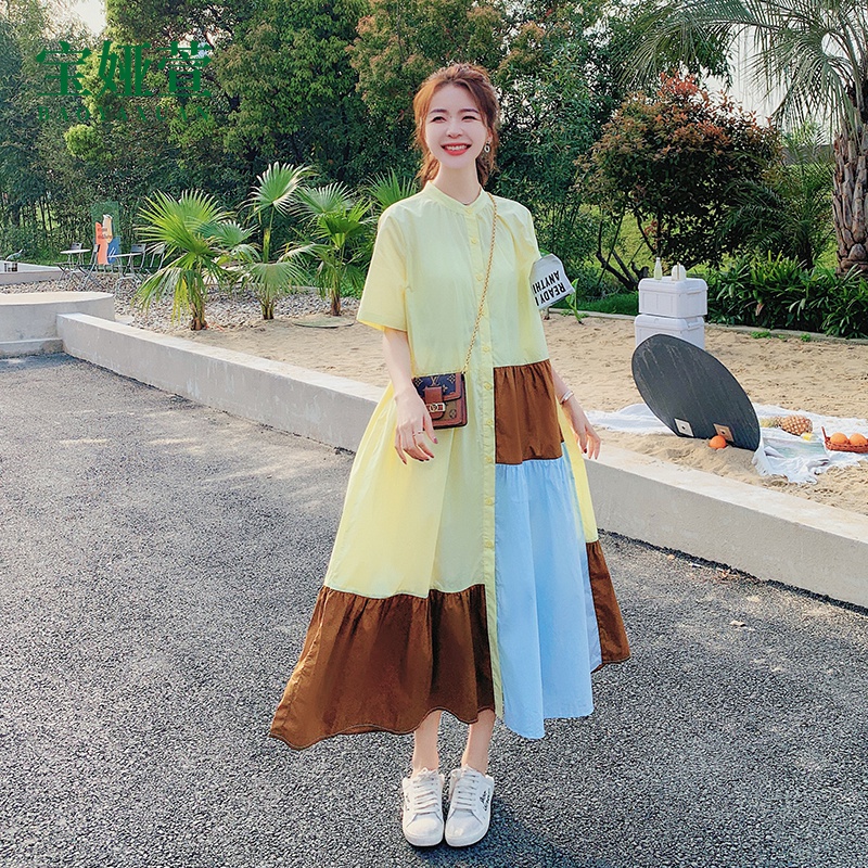 Pregnant women dress French retro - sleeved shirt dress girl 2023 summer mom loose and thin skirt