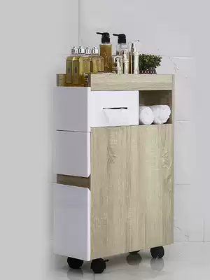 Powder room shelf Side cabinet gap narrow cabinet Floor solid wood bath cabinet waterproof toilet storage shelf toilet