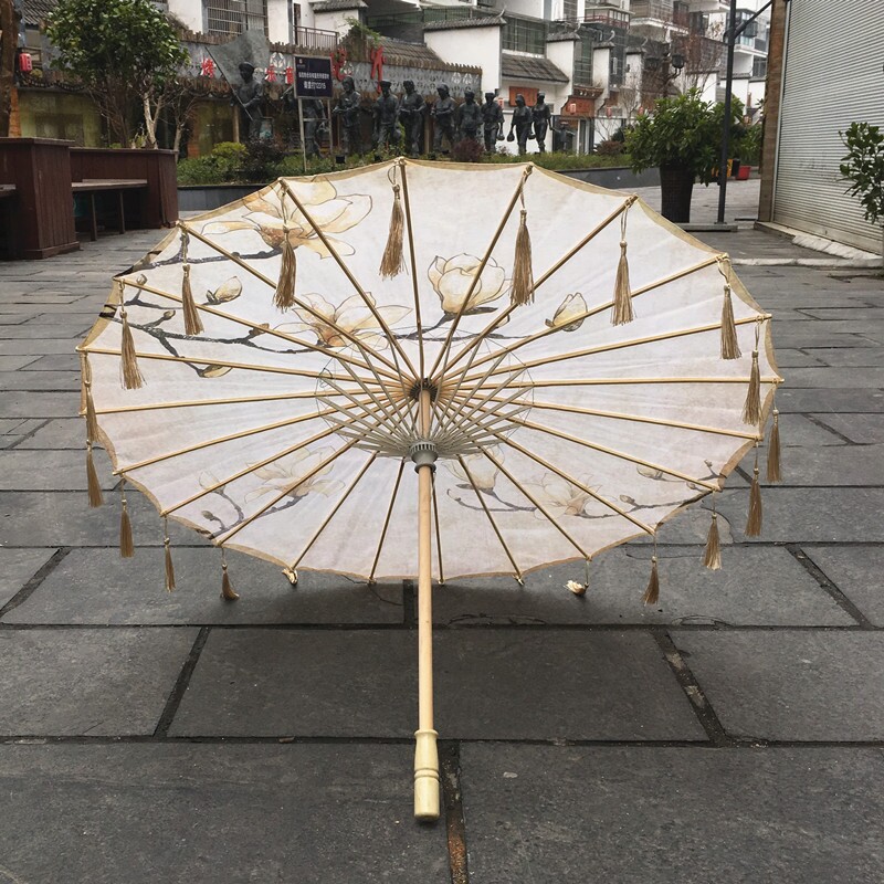 Tassel oil paper umbrella Ancient style fairy with Hanfu umbrella Dance costume Children's rainproof sunscreen practical props Paper umbrella