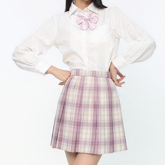 Ochaya girl's full set of plaid skirt, short-sleeved shirt, summer suit, half-length pleated skirt