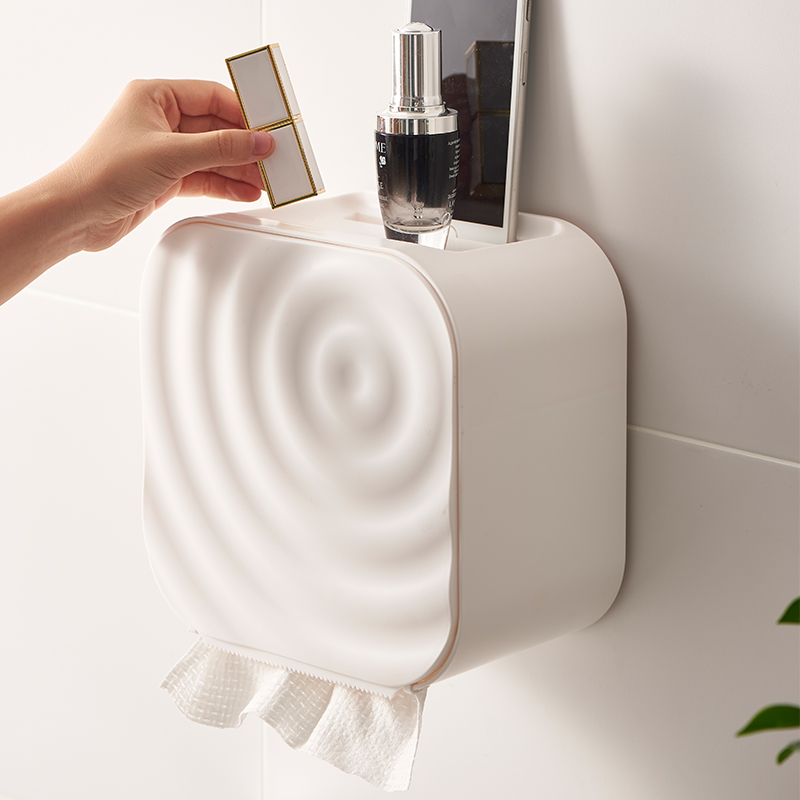 Makeup Room Paper Towel Box Toilet Wall-mounted Drum Toilet Paper Box Waterproof Toilet Paper Extraction Toilet Paper Shelf Free of Punch Shelf Creativity