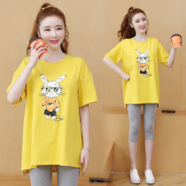 Pregnant woman summer T-shirt set 2020 new short sleeve summer clothes fashion spring summer loose dress