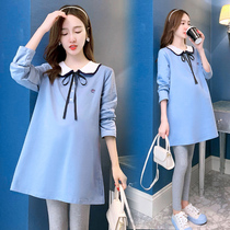 Pregnant Woman Spring Clothing Dress dress Chauded 2022 Early spring jacket Jacket Out of fashion The long Spring and Autumn Skirt Easing