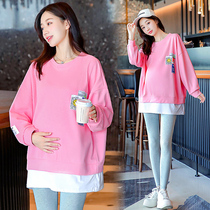 Pregnant women Autumn long sleeve shirt 2021 new autumn maternity dress Spring and Autumn Fashion Net red suit sweater