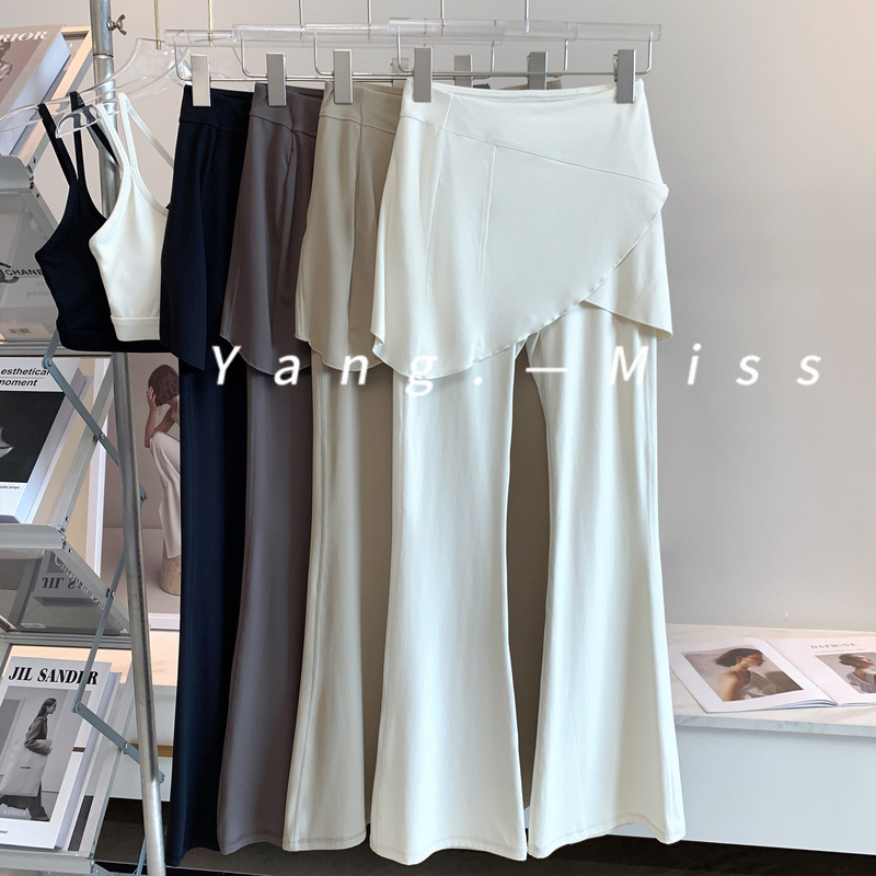 High-End Faux Two-Piece Flared Pants with a High Waist and Drape Effect, Yoga Pants for Spring and Autumn, Suitable for Sports, Pilates Training, and Fitness for Women High-End Faux Two-Piece Flared Pants with a High Waist and Drape Effect, Yoga Pants for Spring and Autumn, Suitable for Sports, Pilates Training, and Fitness for Women