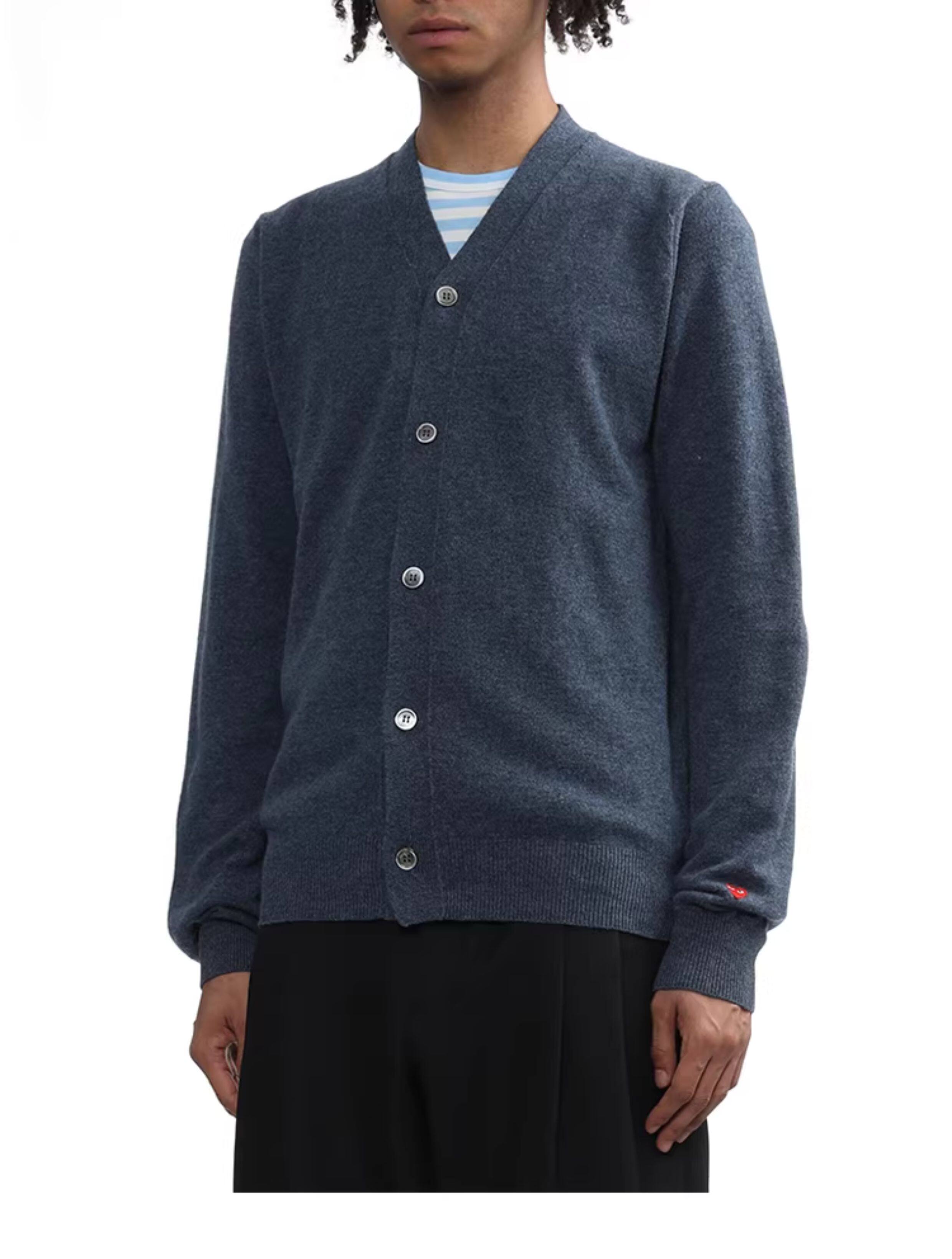 IT CDG PLAY COMME des GARCONСычуань кубо Затянувшись мужской вязание кардиган простой шерсть Рубашка i.t 