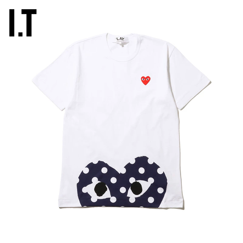 Плюшево-дизайнерская мужская футболка с короткими рукавами LOVE от COMME des GARCONS Rei Kawakubo, осень 2024, хлопок, ворот Henry, футболка