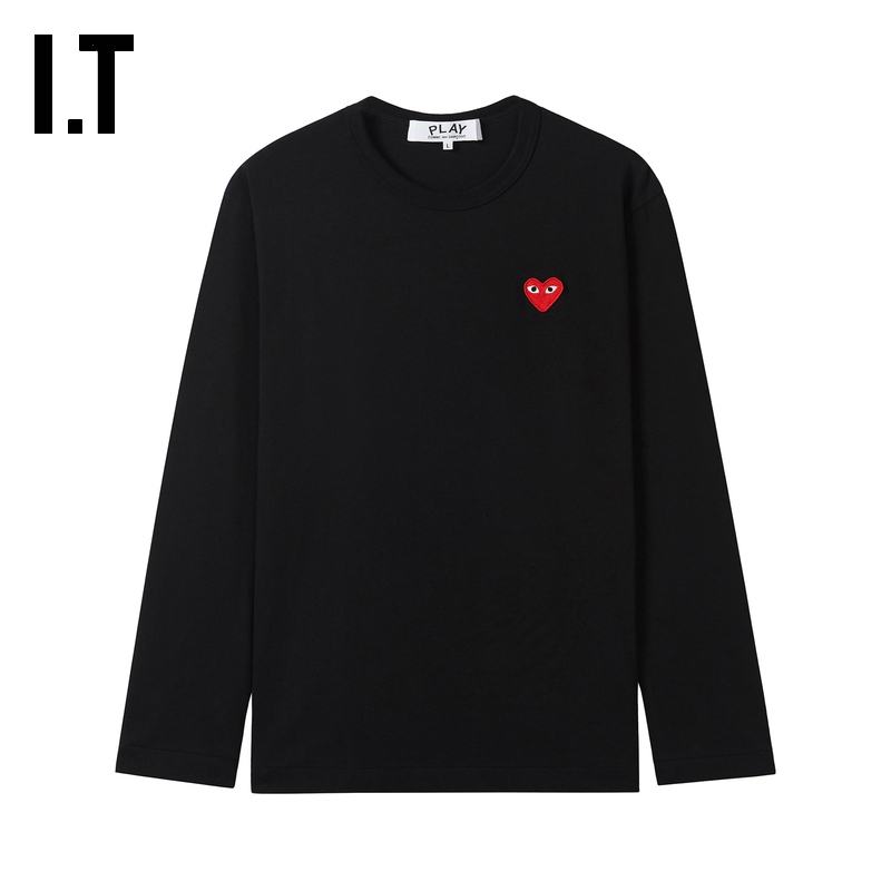 It Cdg Play Comme Des Garcons Rei Kawakubo Couple's Long-Sleeved T-Shirt with Heart Stitching